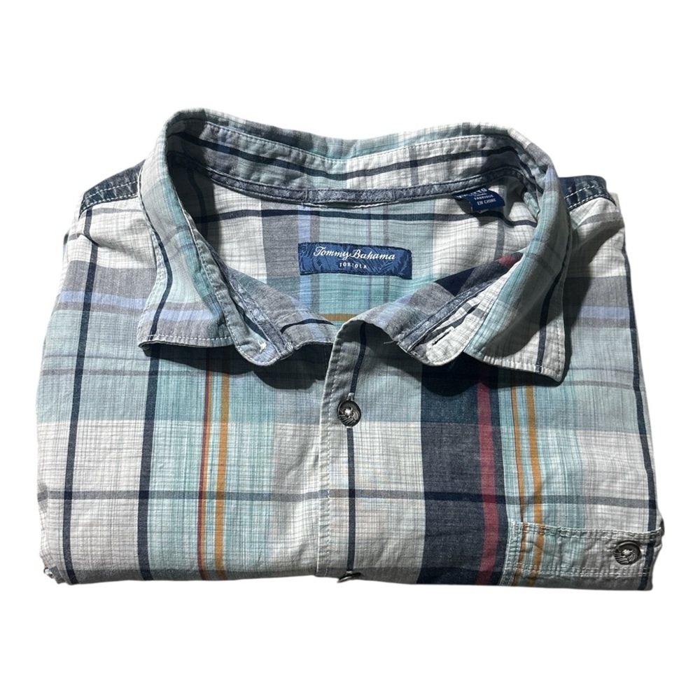 Tommy Bahama Shirt Men XXL TORTOLA SUNWASH CHECK Camp Long Sleeve